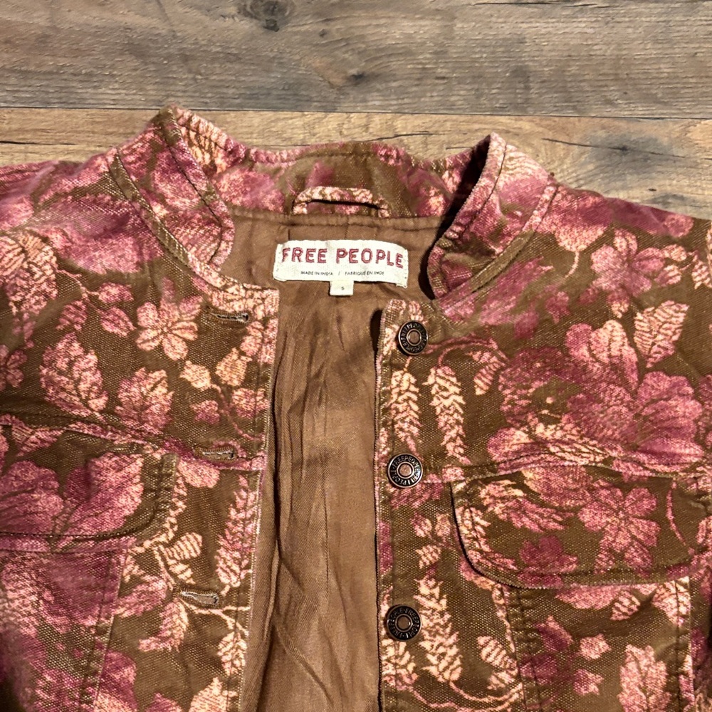Free People Pink and Brown Floral Jacket - Picture 6 of 11